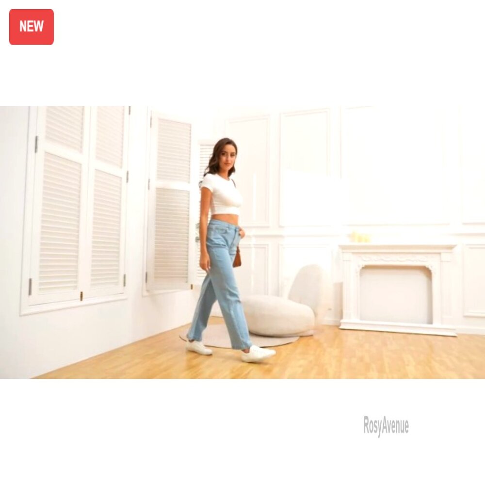 High Waisted Straight Leg Jeans Stretchy Tummy Control Lightweight - Picture 7 of 7